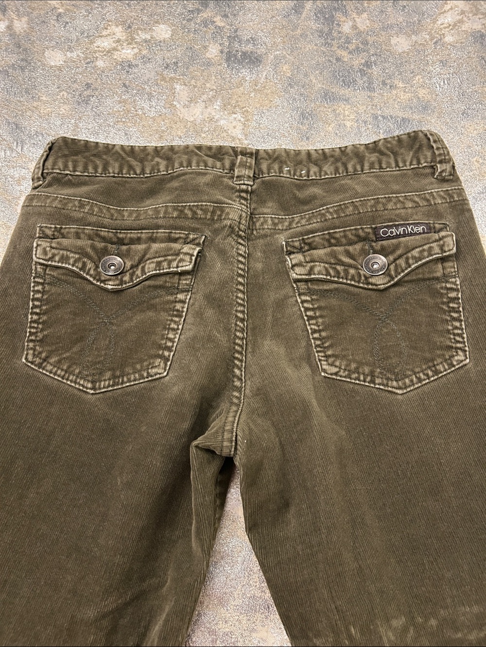 Calvin Klein Jeans Olive Corduroy Wide-Leg Pants - Picture 3 of 4